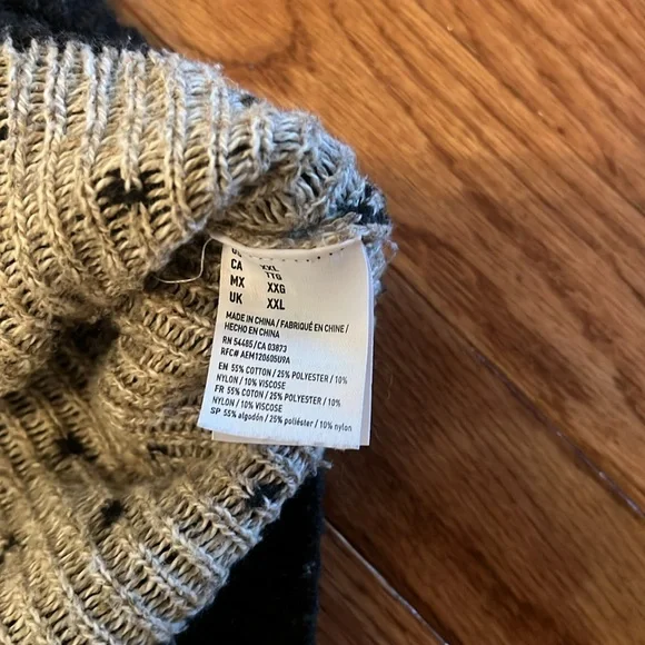 American Eagle Men’s Dark Gray/Black Patterned Quarter Button Down Sweater XXL - Picture 7 of 10